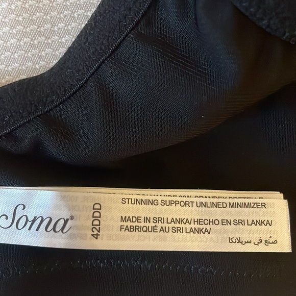 Soma women’s bra 42DDD Stunning support unlined minimizer Black underwire lace - Picture 5 of 8